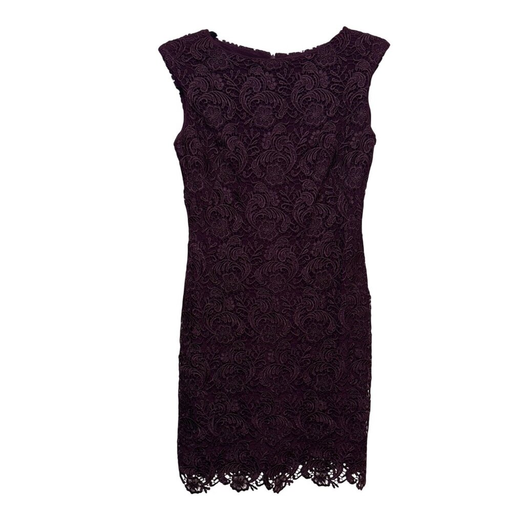 Lauren Ralph Lauren Deep Plum Purple Lace Sleeveless Sheath Dress Size 8